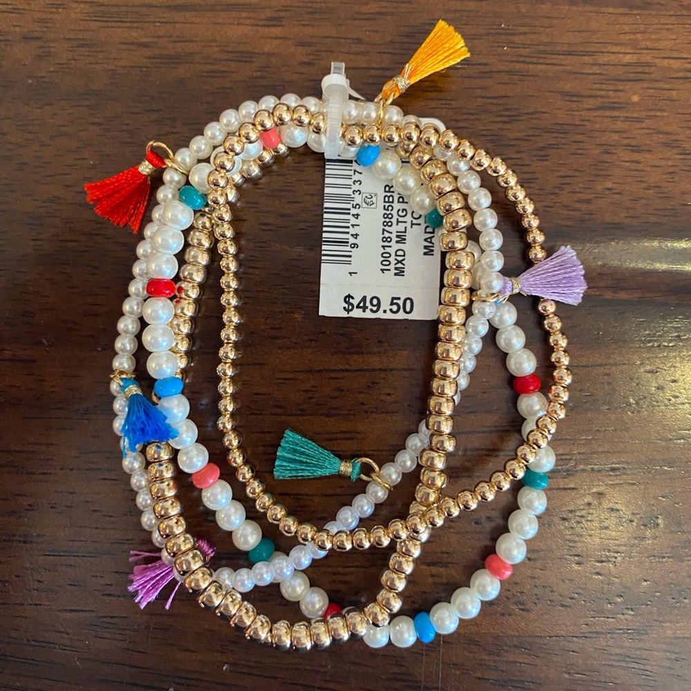 On•34th Colorful Beaded Bracelet Set with Tassels